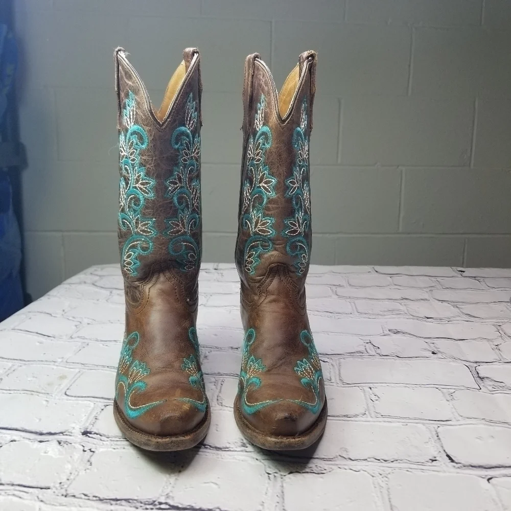 Corral teen Willa brown embroidered cowgirl boots